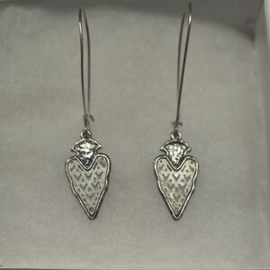 Handmade By Native Artist, Native American Sterling Silver Arrow Head Earrings